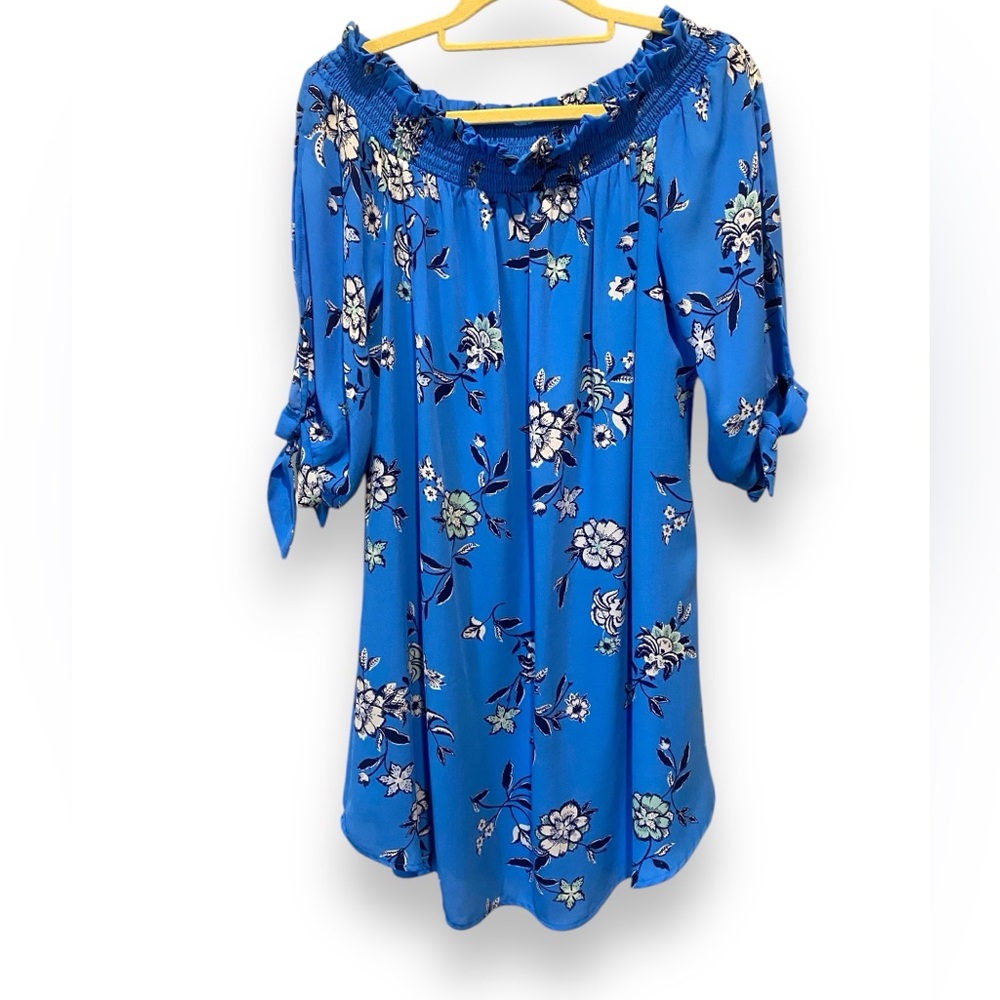 City Studio Off The Shoulder  Dress Size XL Floral Blue